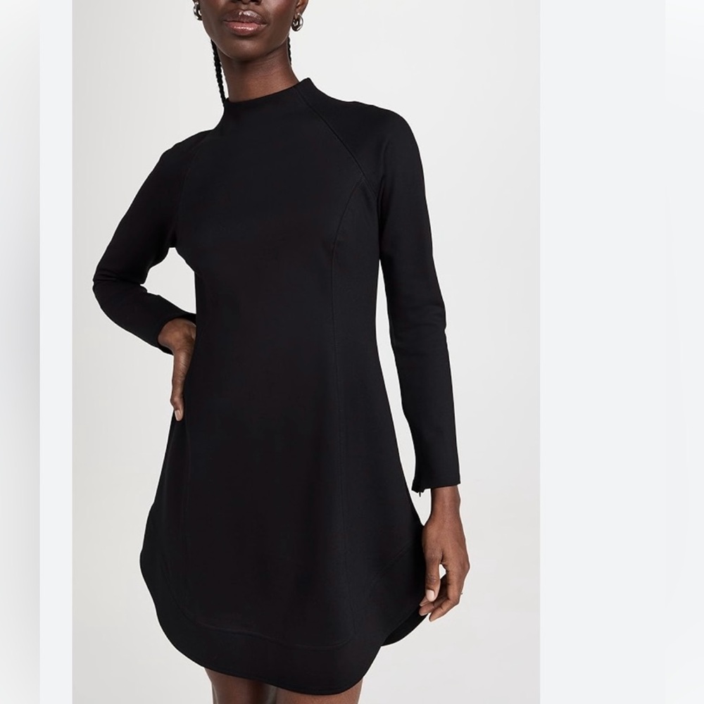 Chloe Kristyn Diana Dress Black Mock Neck Long Sleeve Womens S Minimalist NWOT
